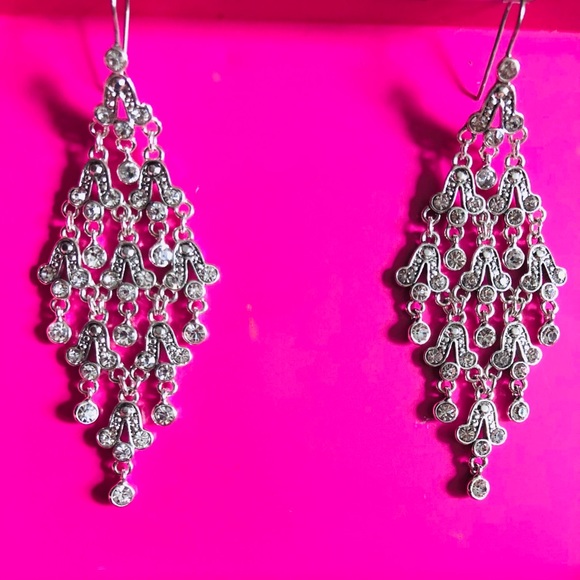 Silver rhinestone chandelier earrings - Picture 1 of 1
